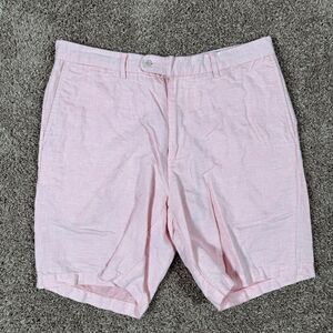 Peter Millar Shorts Mens 35 Pink Linen Cotton Chino Lightweight Casual 8" Inseam